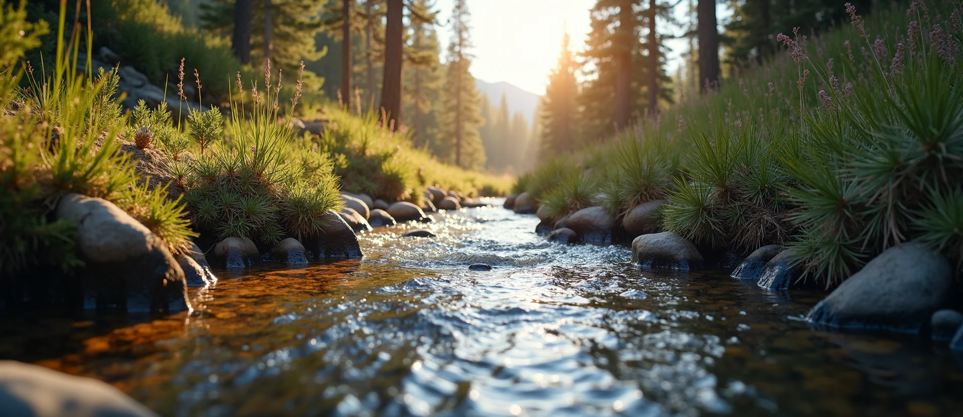 Symbolizing Flow/Cleansing: A local Rabbitbrush clear cold snowmelt stream. - AI Generated