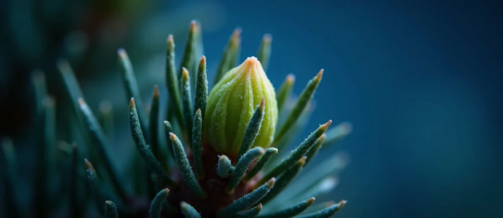 Symbolizing Seed/New Beginning: A local Desert Peach new green bud on a branch. - AI Generated