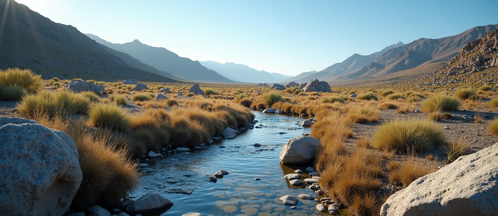 Symbolizing Flow/Cleansing: A local Rabbitbrush clear cold snowmelt stream. - AI Generated