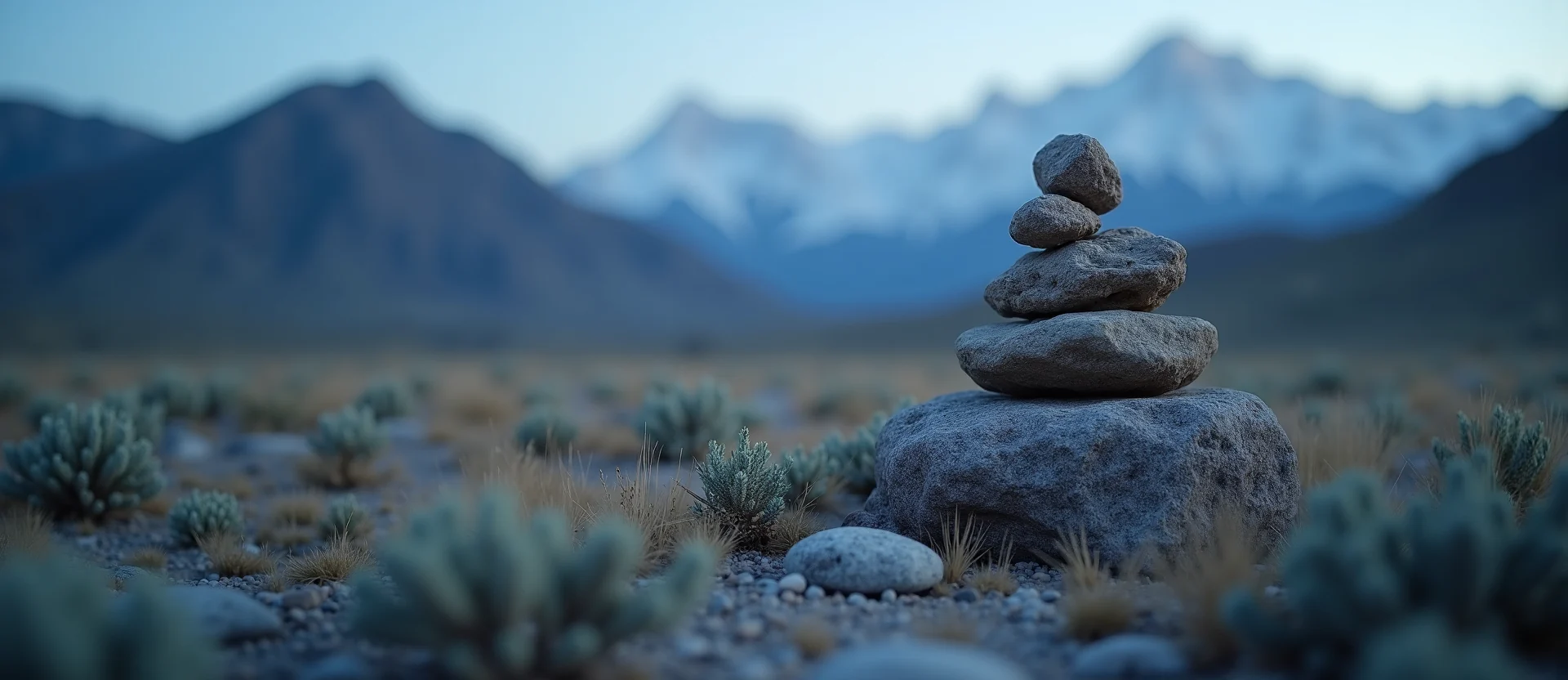 Symbolizing Stability/Peak: A local Rabbitbrush ancient rock cairn. - AI Generated