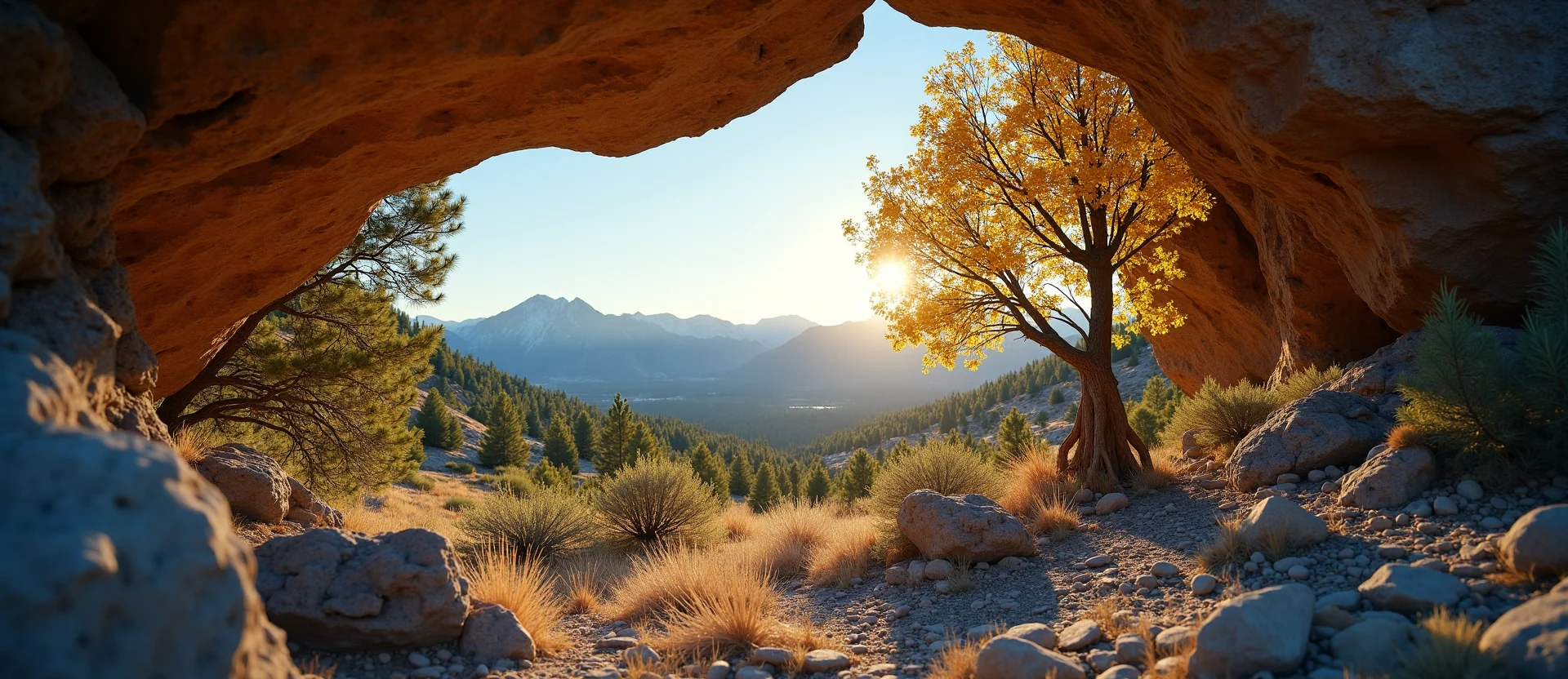 Symbolizing Growth/Resilience: A local Sierra Juniper tree growing out of a rock cleft. - AI Generated