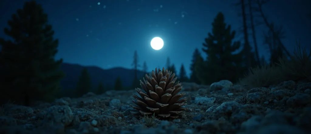Symbolizing Seed/New Beginning: A local Sierra Juniper opening pine cone. - AI Generated