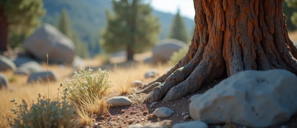 Symbolizing Growth/Resilience: A local Mountain Mahogany sturdy weathered tree trunk. - AI Generated