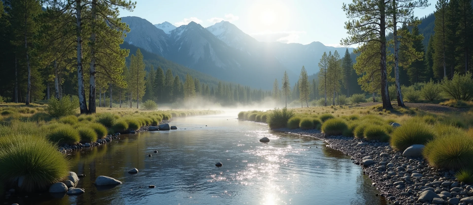 Symbolizing Flow/Cleansing: A local Quaking Aspen clear cold snowmelt stream. - AI Generated