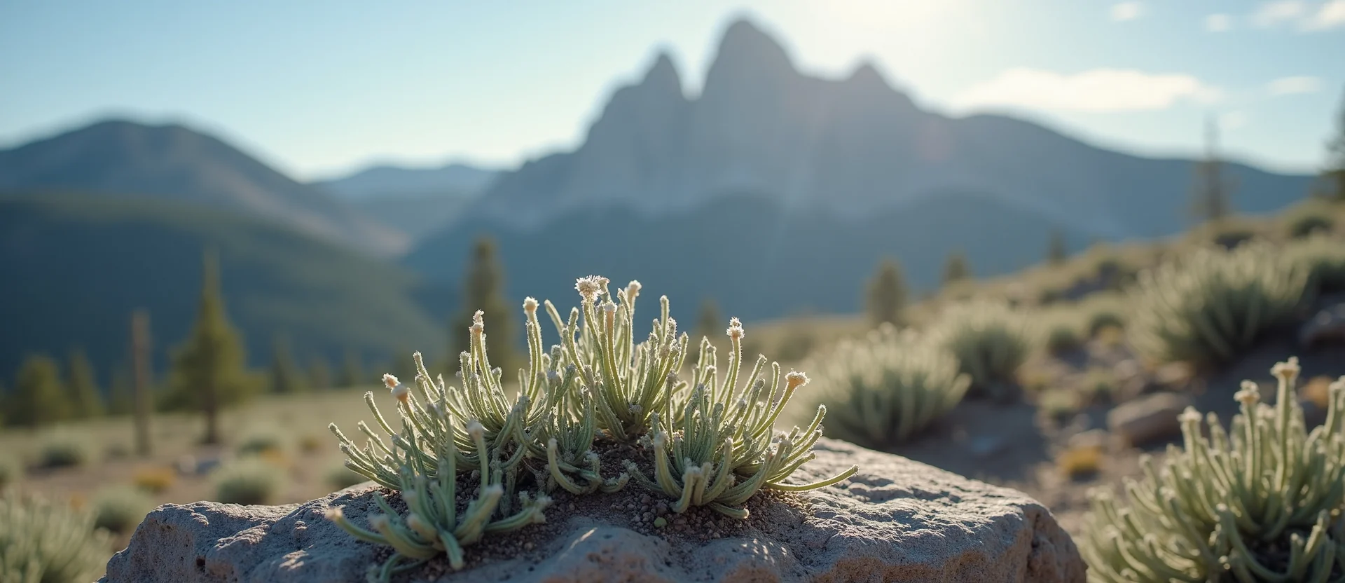 Symbolizing Stability/Peak: A local Quaking Aspen jagged granite peak. - AI Generated