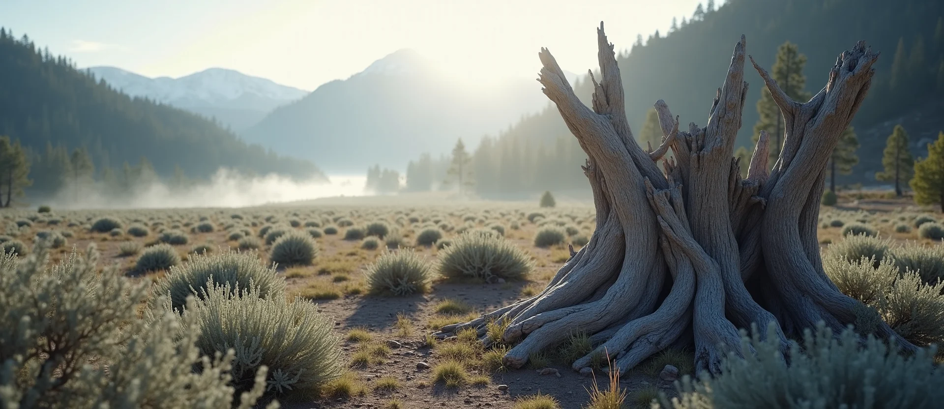 Symbolizing Growth/Resilience: A local Bitterbrush sturdy weathered tree trunk. - AI Generated