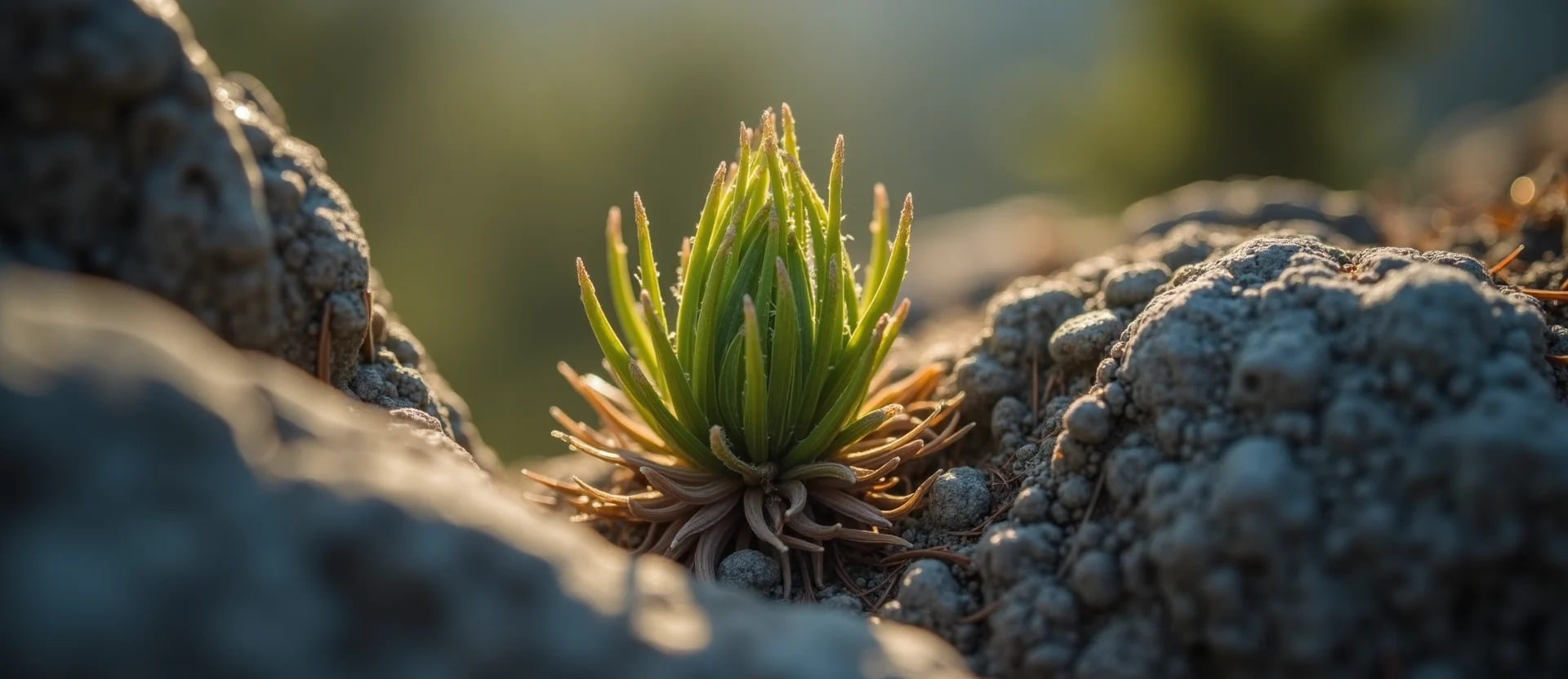 Symbolizing Seed/New Beginning: A local Ponderosa Pine new green bud on a branch. - AI Generated