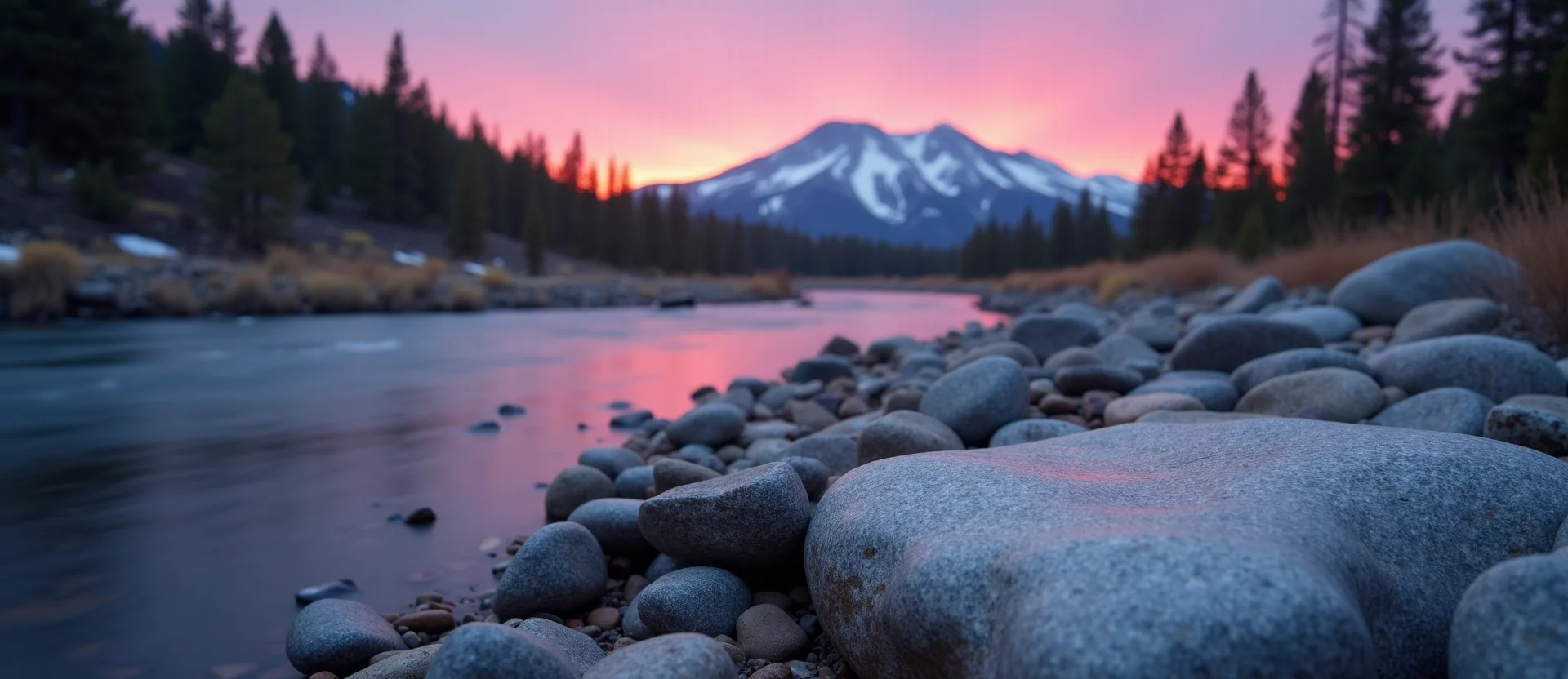 Symbolizing Flow/Cleansing: A local Bitterbrush smooth Truckee river stones. - AI Generated