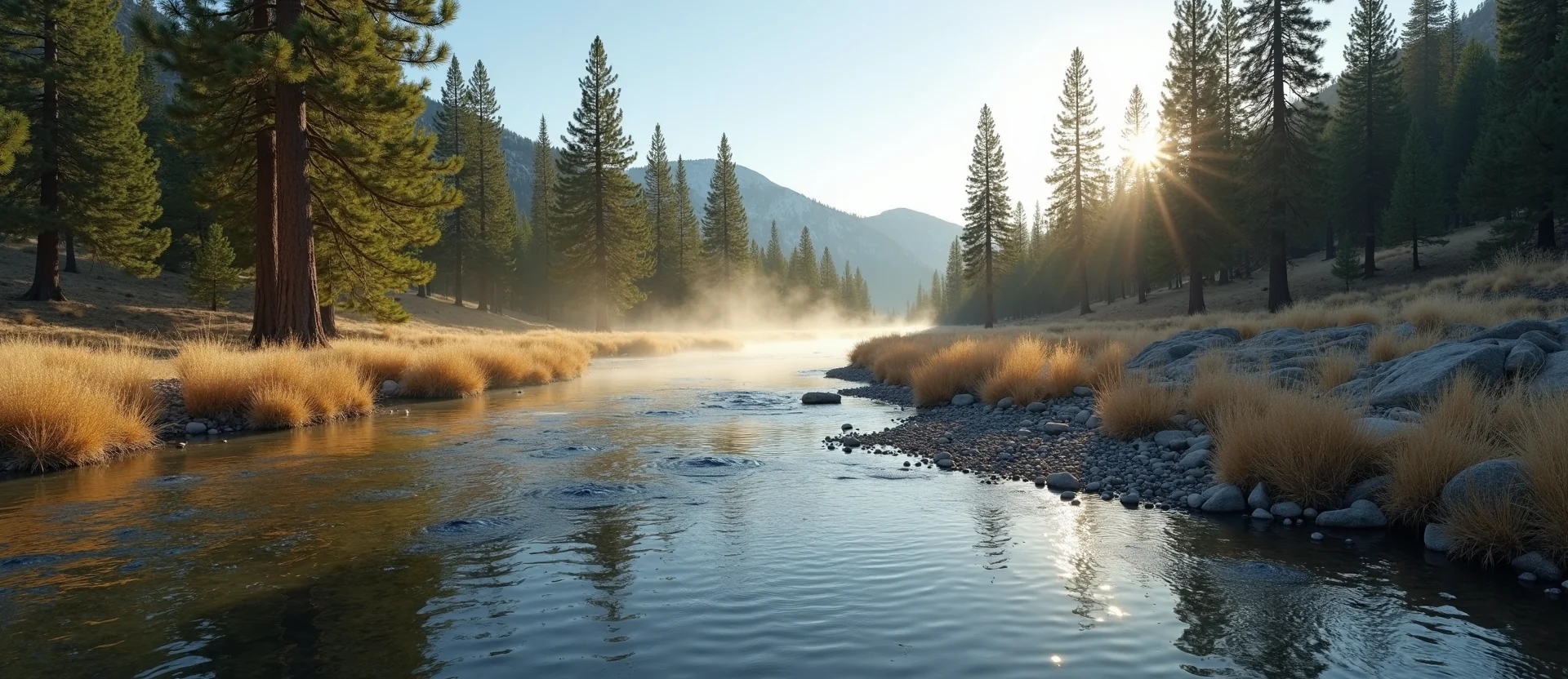 Symbolizing Flow/Cleansing: A local Ponderosa Pine clear cold snowmelt stream. - AI Generated