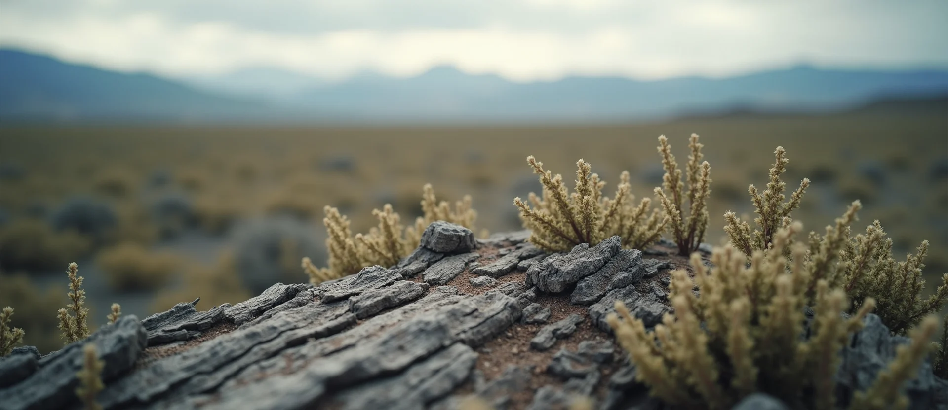 Symbolizing Stability/Peak: A local Rabbitbrush distant Sierra horizon. - AI Generated