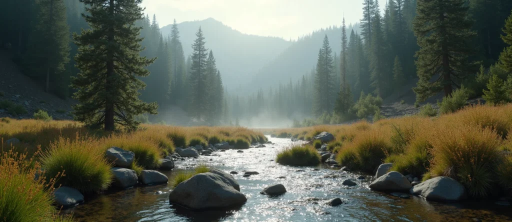 Symbolizing Flow/Cleansing: A local Indian Paintbrush hidden small waterfall. - AI Generated