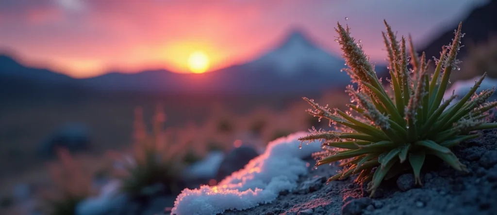 Symbolizing Flow/Cleansing: A local Indian Paintbrush raindrops on desert leaves. - AI Generated