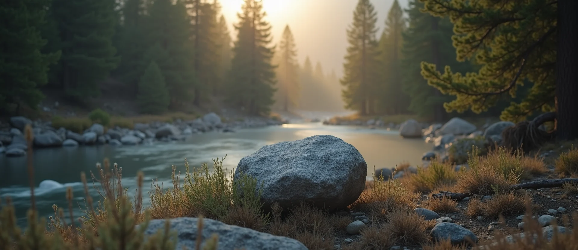 Symbolizing Stability/Peak: A local Ponderosa Pine unshakable boulder. - AI Generated