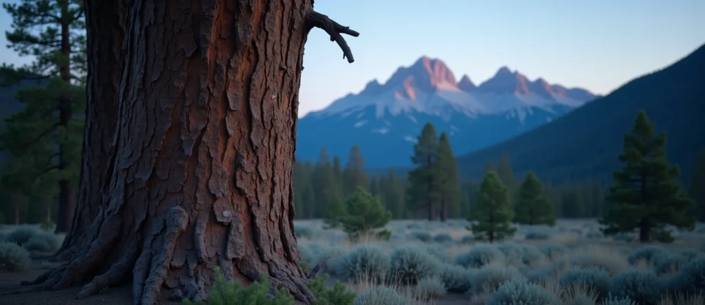 Symbolizing Growth/Resilience: A local Mountain Mahogany sturdy weathered tree trunk. - AI Generated