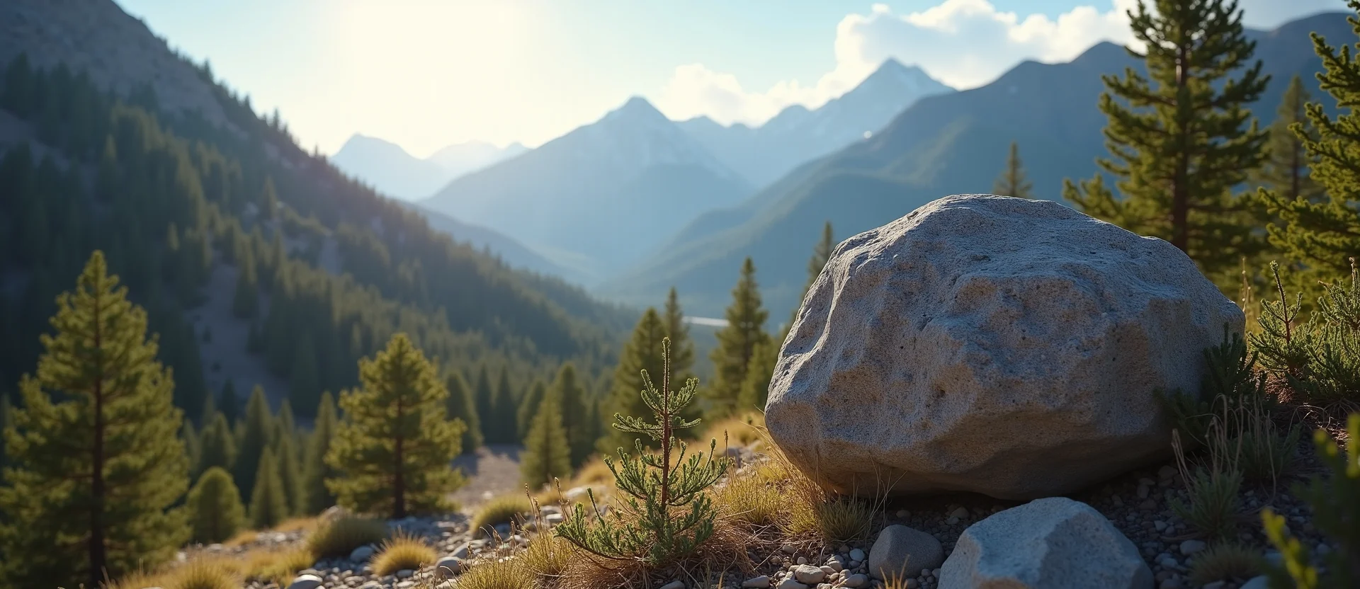Symbolizing Stability/Peak: A local Mountain Mahogany unshakable boulder. - AI Generated