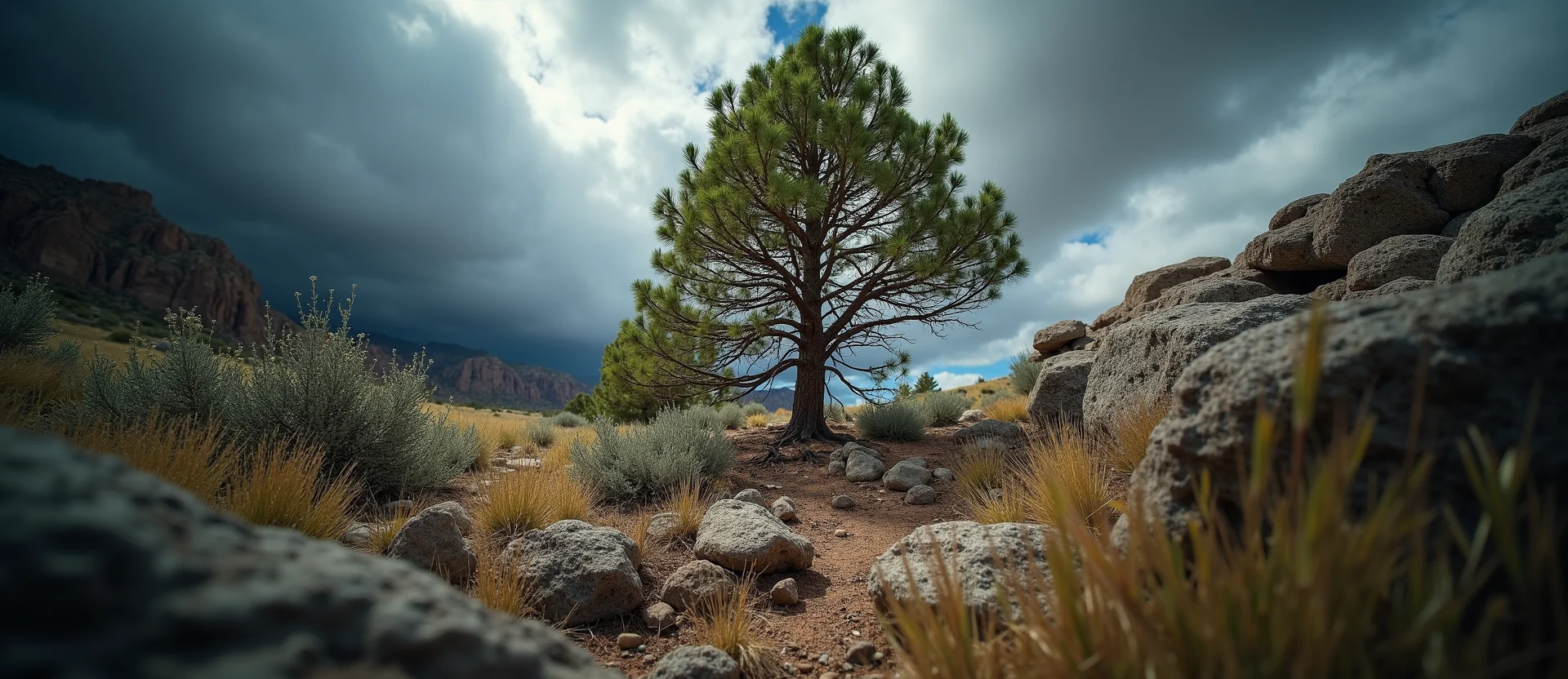 Symbolizing Growth/Resilience: A local Bitterbrush tree growing out of a rock cleft. - AI Generated
