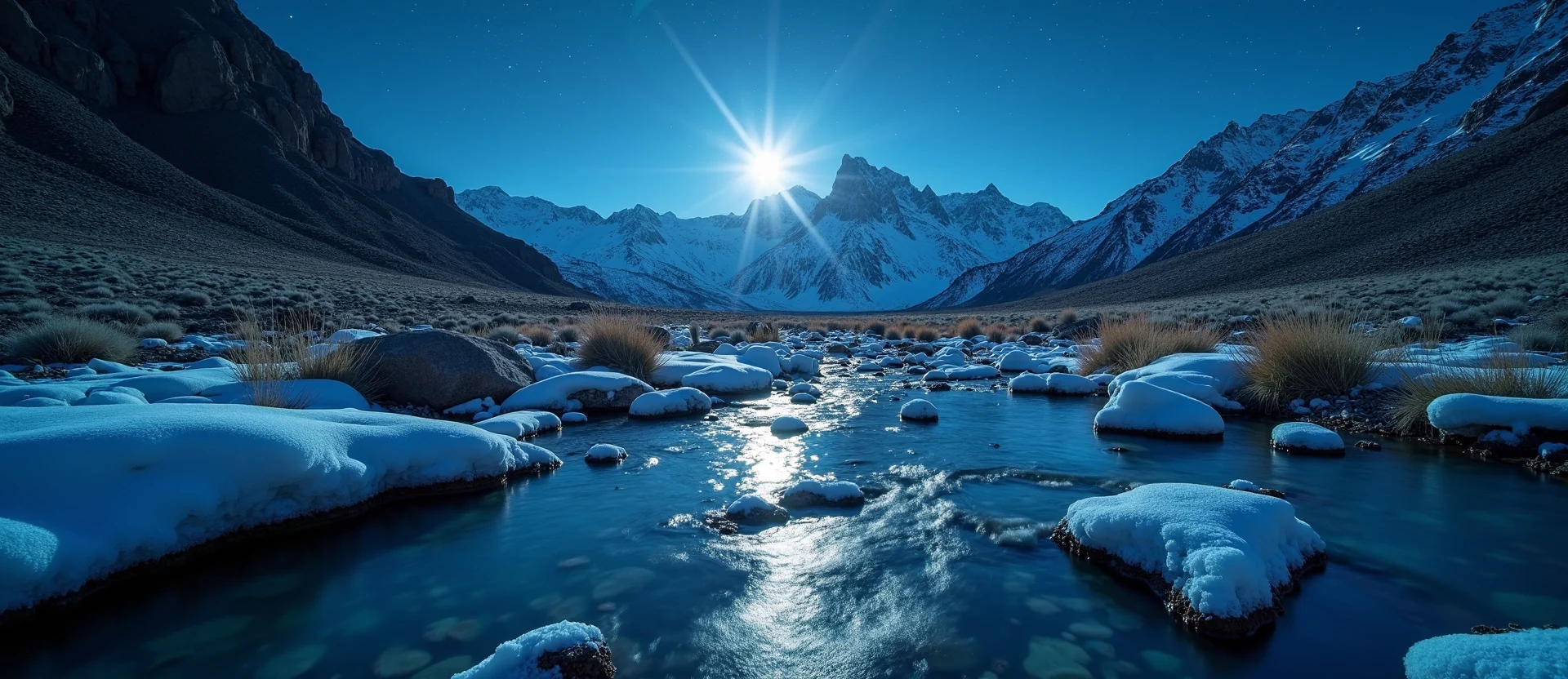 Symbolizing Flow/Cleansing: A local Desert Peach clear cold snowmelt stream. - AI Generated