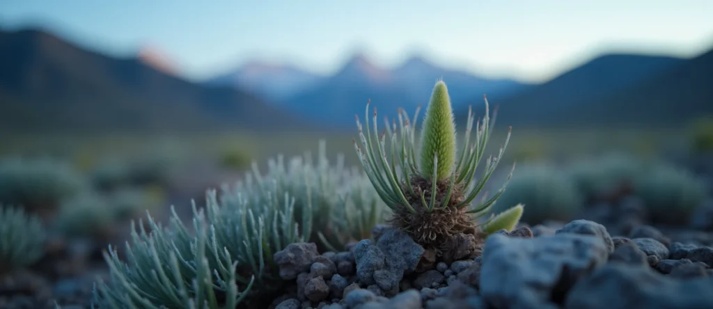 Symbolizing Seed/New Beginning: A local Indian Paintbrush sprouting sagebrush seedling. - AI Generated