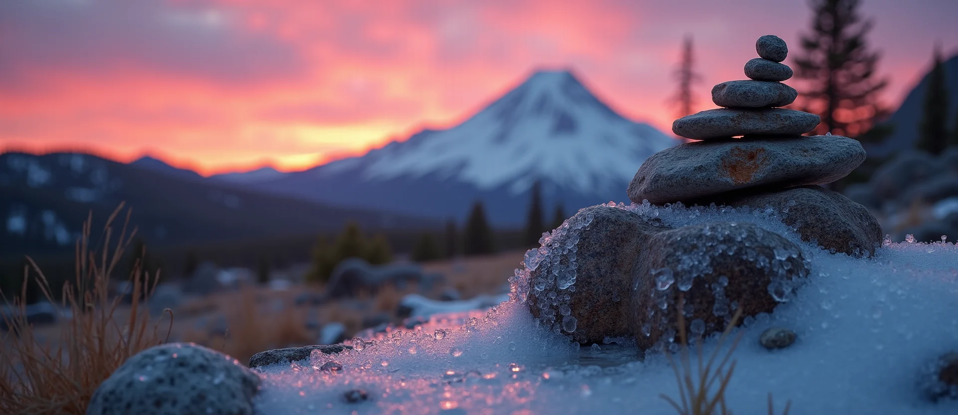 Symbolizing Stability/Peak: A local Quaking Aspen ancient rock cairn. - AI Generated