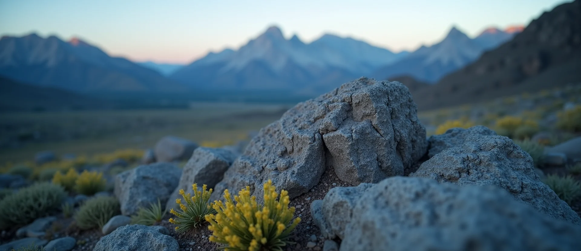 Symbolizing Stability/Peak: A local Indian Paintbrush jagged granite peak. - AI Generated