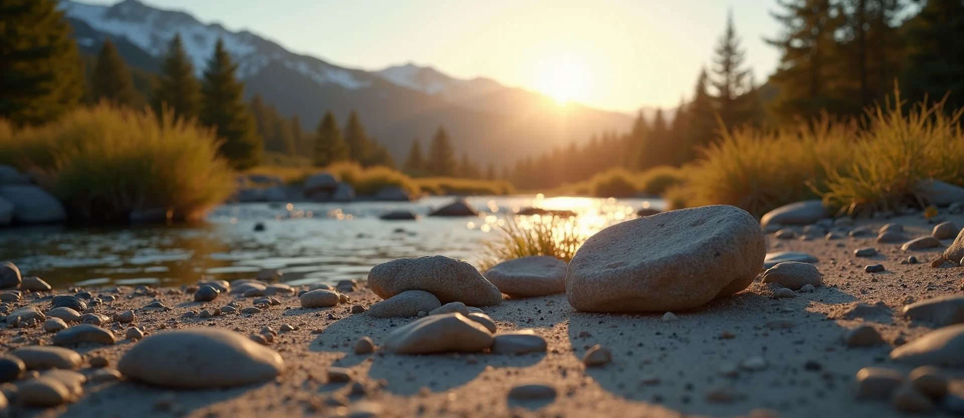 Symbolizing Flow/Cleansing: A local Ponderosa Pine smooth Truckee river stones. - AI Generated