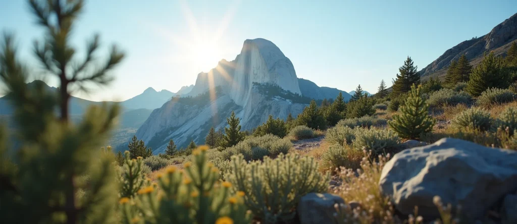 Symbolizing Stability/Peak: A local Bitterbrush jagged granite peak. - AI Generated