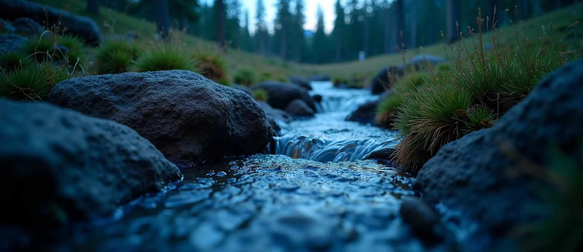 Symbolizing Flow/Cleansing: A local Quaking Aspen hidden small waterfall. - AI Generated