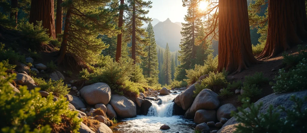 Symbolizing Flow/Cleansing: A local Mountain Mahogany hidden small waterfall. - AI Generated