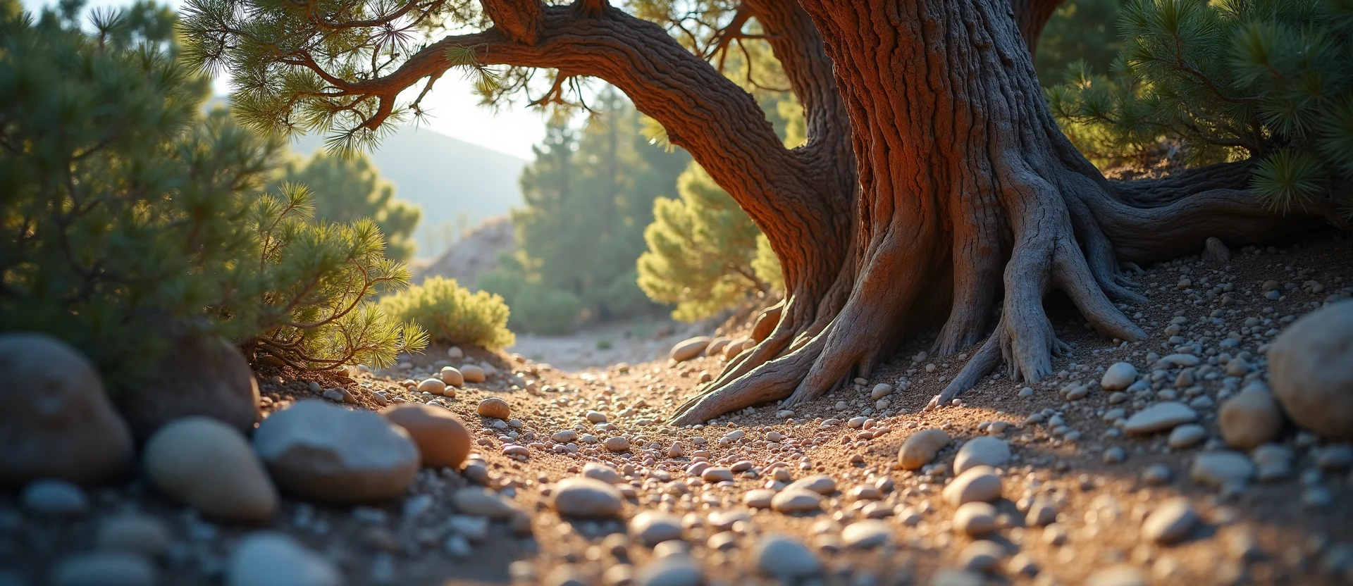 Symbolizing Growth/Resilience: A local Mountain Mahogany gnarled juniper roots. - AI Generated