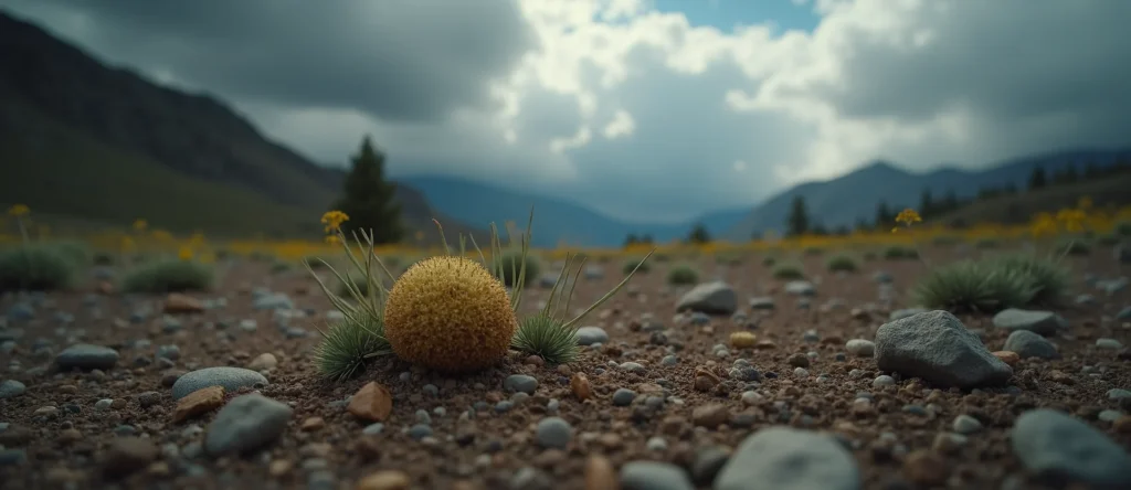 Symbolizing Seed/New Beginning: A local Indian Paintbrush single pine seed on dry earth. - AI Generated