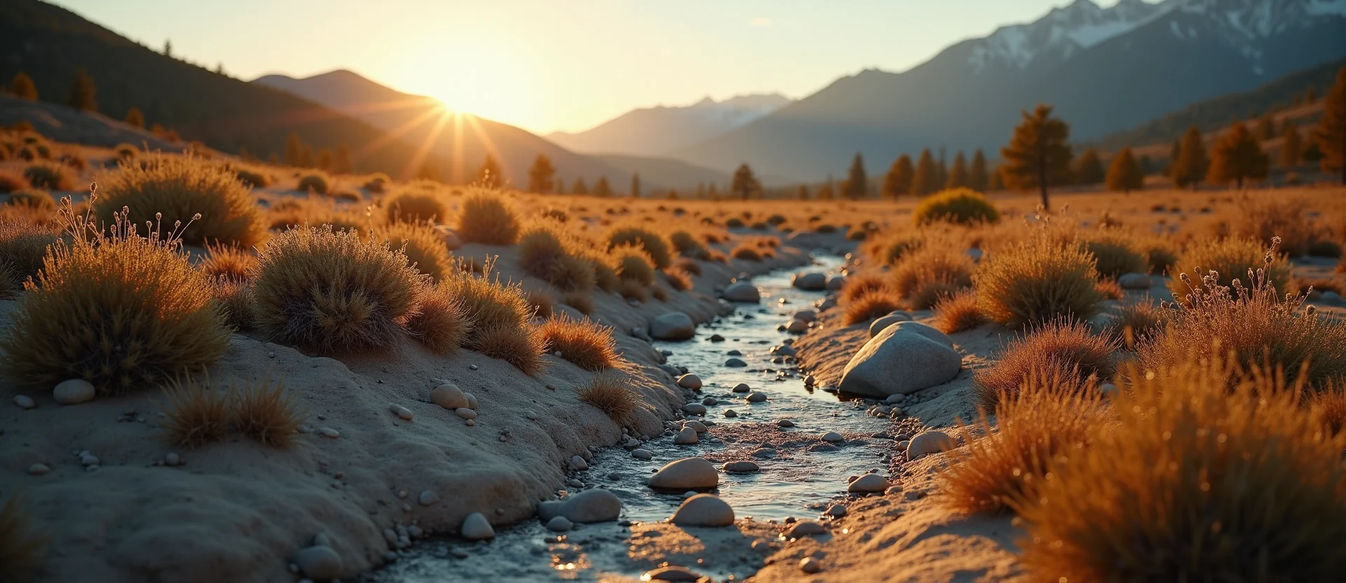 Symbolizing Flow/Cleansing: A local Rabbitbrush smooth Truckee river stones. - AI Generated