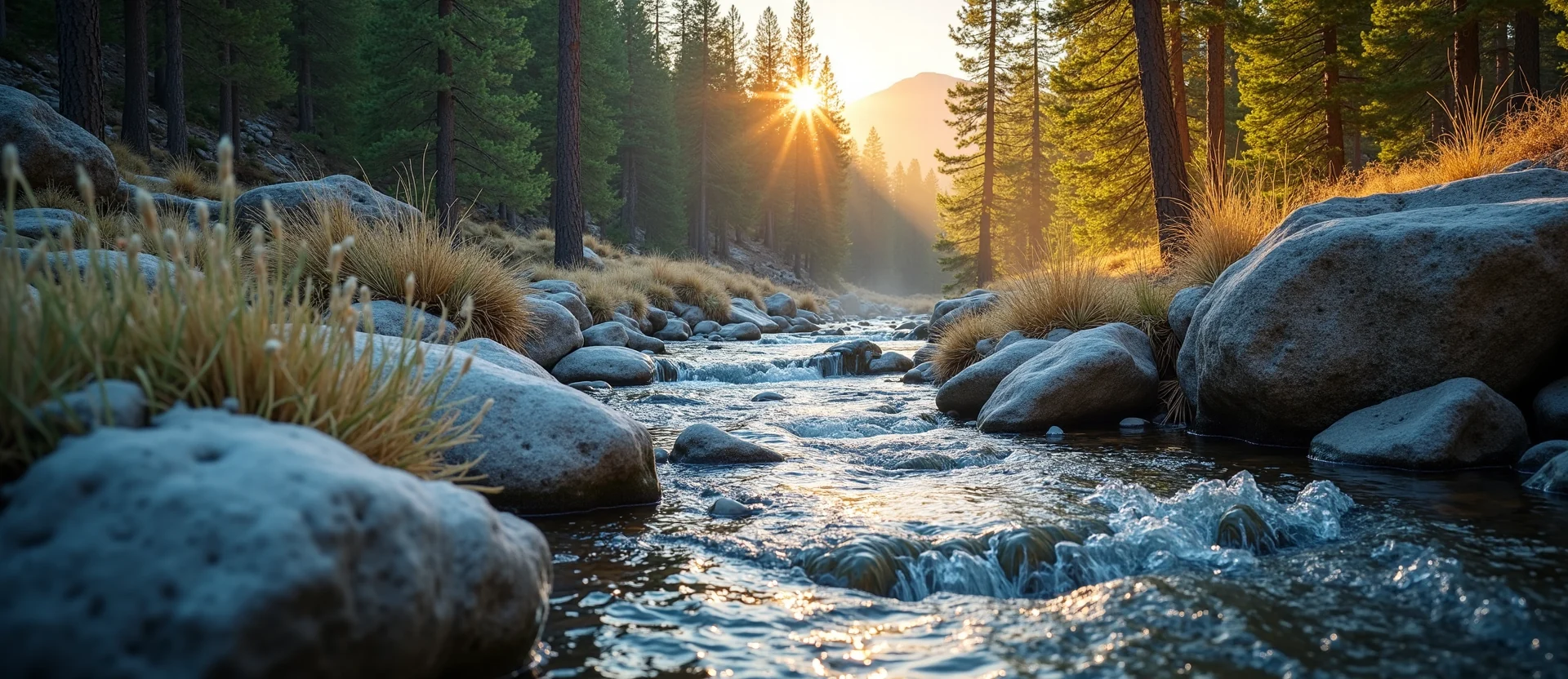 Symbolizing Flow/Cleansing: A local Desert Peach babbling mountain creek. - AI Generated