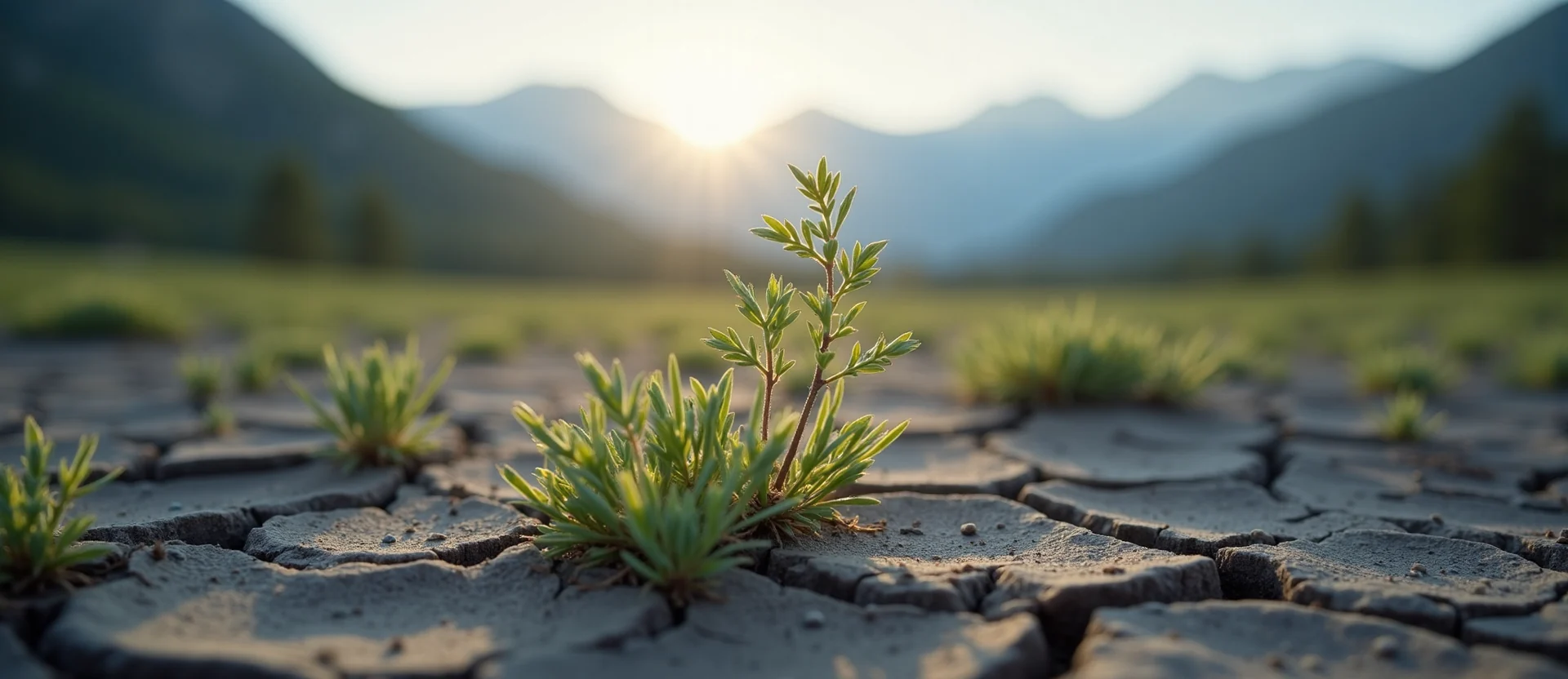 Symbolizing Seed/New Beginning: A local Quaking Aspen shoot emerging from cracked soil. - AI Generated