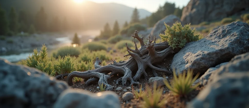 Symbolizing Growth/Resilience: A local Sagebrush (Artemisia tridentata) gnarled juniper roots. - AI Generated