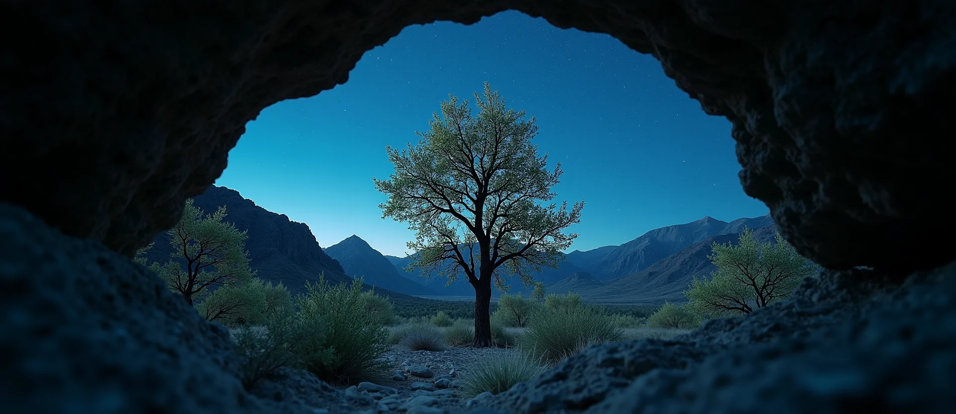 Symbolizing Growth/Resilience: A local Manzanita tree growing out of a rock cleft. - AI Generated