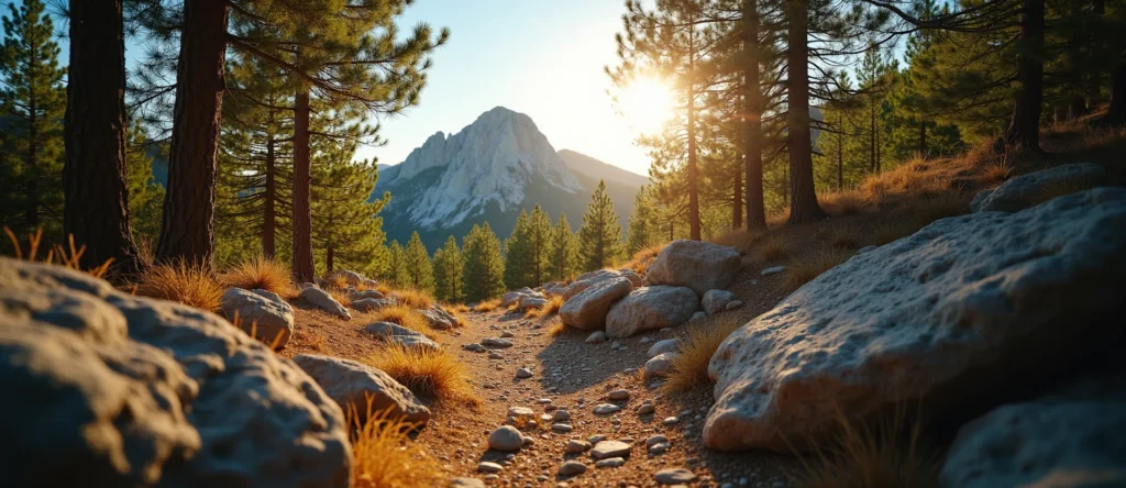 Symbolizing Stability/Peak: A local Manzanita distant Sierra horizon. - AI Generated