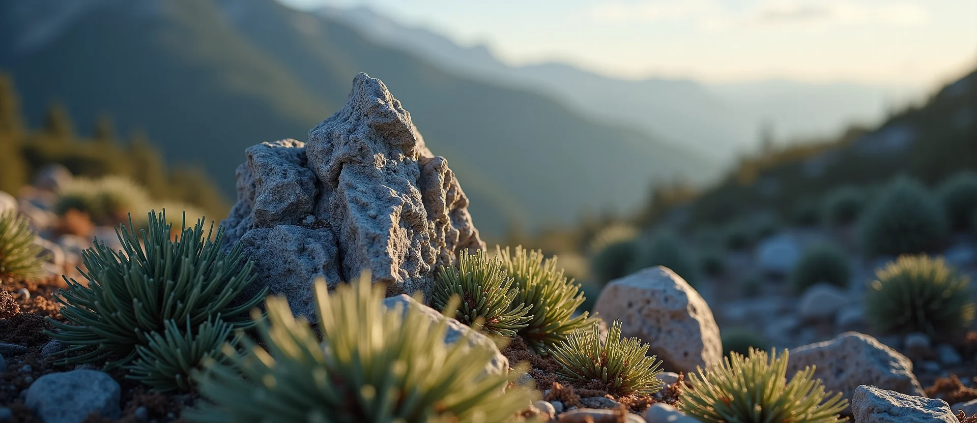 Symbolizing Stability/Peak: A local Sierra Juniper jagged granite peak. - AI Generated