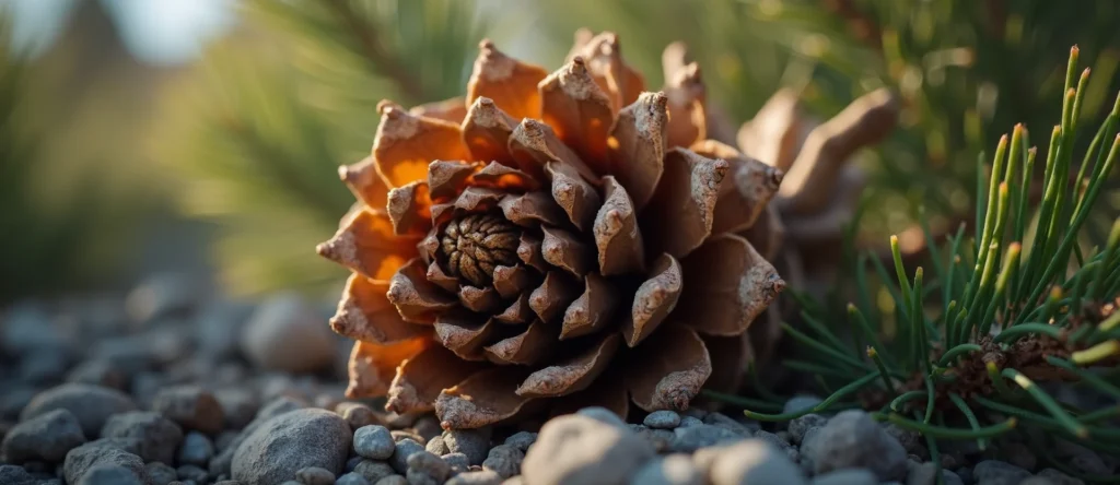 Symbolizing Seed/New Beginning: A local Mountain Mahogany opening pine cone. - AI Generated