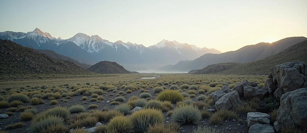 Symbolizing Stability/Peak: A local Rabbitbrush distant Sierra horizon. - AI Generated