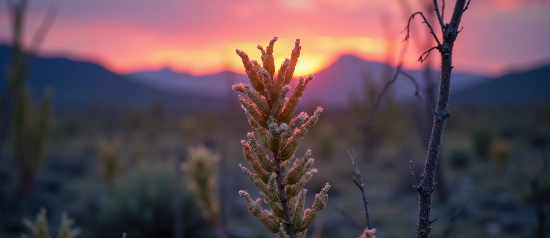 Symbolizing Growth/Resilience: A local Bitterbrush new branch reaching for the sky. - AI Generated
