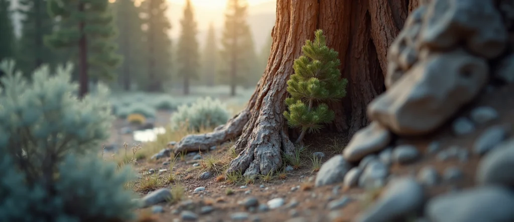 Symbolizing Growth/Resilience: A local Sagebrush (Artemisia tridentata) tree growing out of a rock cleft. - AI Generated