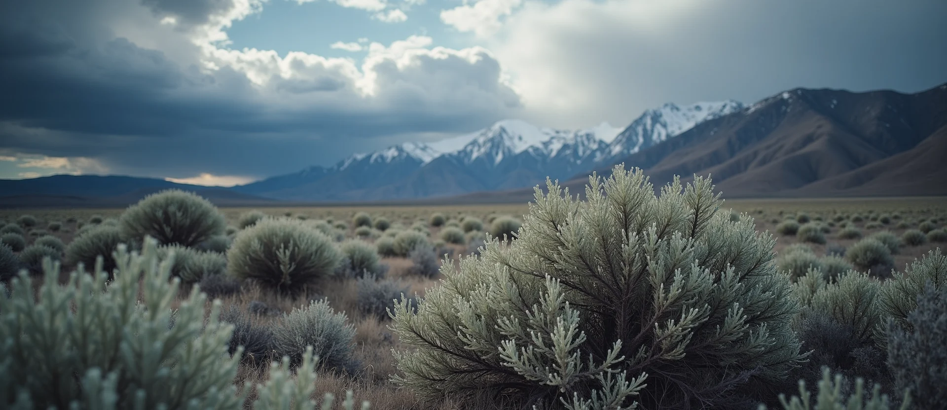 Symbolizing Stability/Peak: A local Bitterbrush distant Sierra horizon. - AI Generated