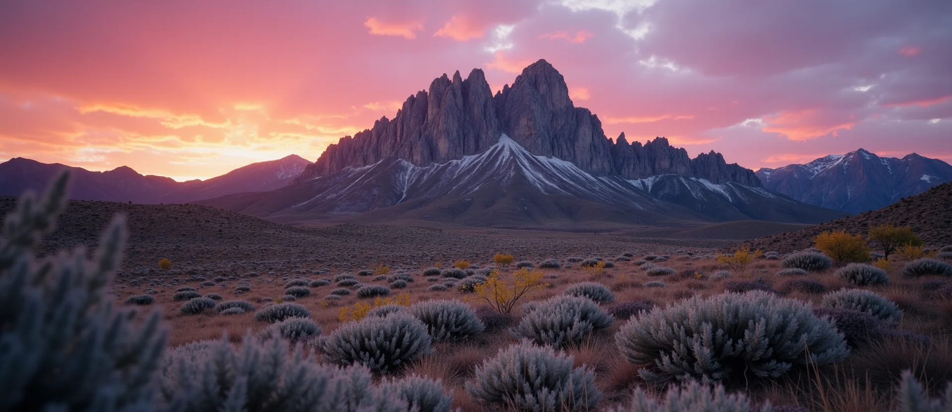 Symbolizing Stability/Peak: A local Indian Paintbrush jagged granite peak. - AI Generated
