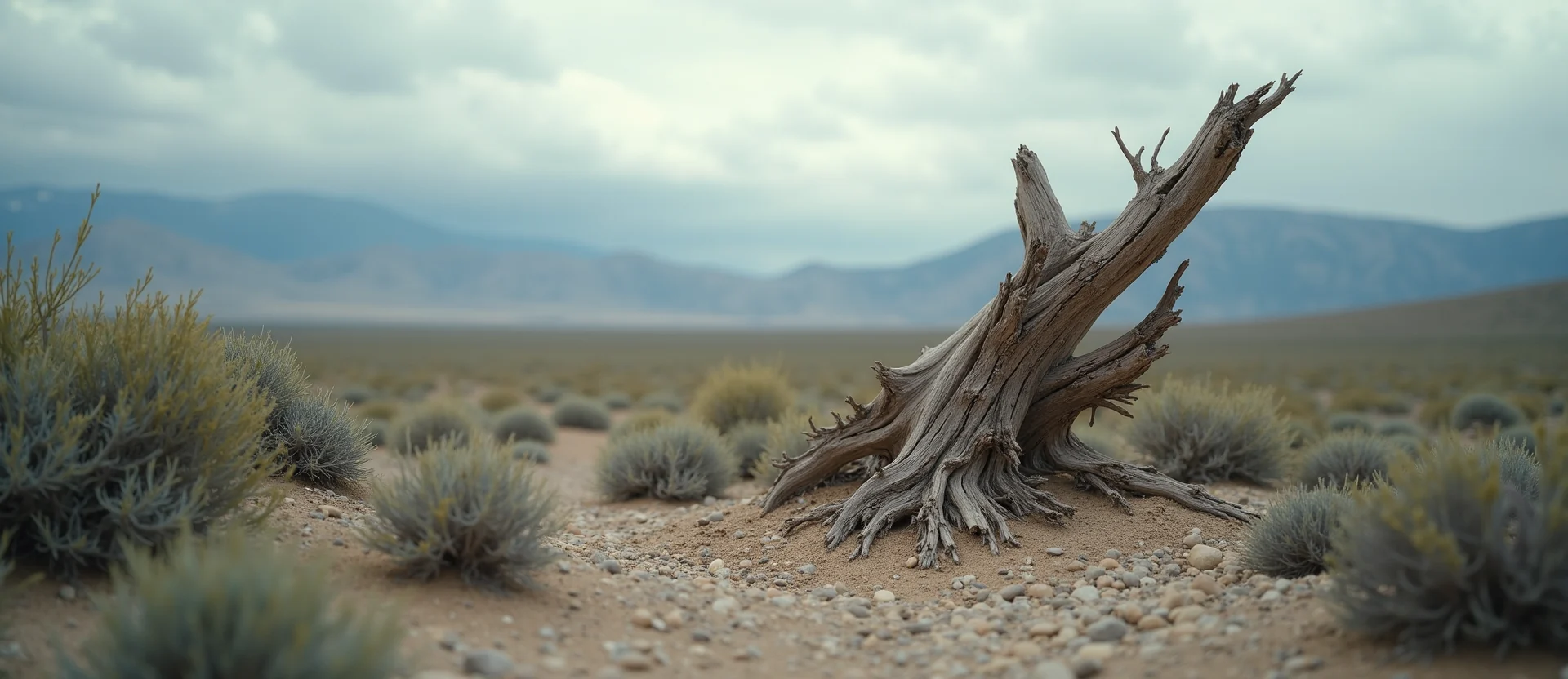 Symbolizing Growth/Resilience: A local Rabbitbrush sturdy weathered tree trunk. - AI Generated