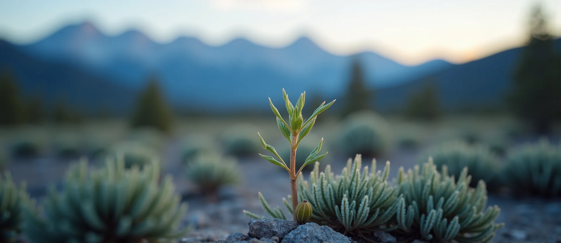 Symbolizing Seed/New Beginning: A local Quaking Aspen sprouting sagebrush seedling. - AI Generated