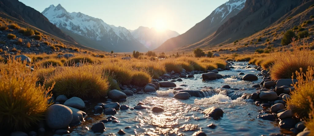 Symbolizing Flow/Cleansing: A local Indian Paintbrush babbling mountain creek. - AI Generated