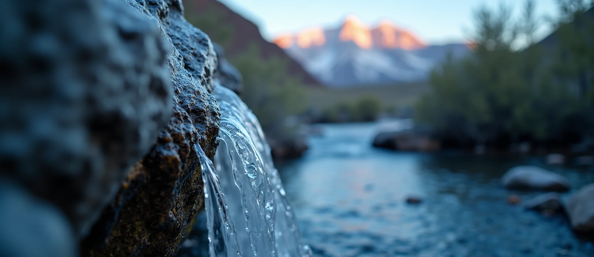 Symbolizing Flow/Cleansing: A local Bitterbrush hidden small waterfall. - AI Generated