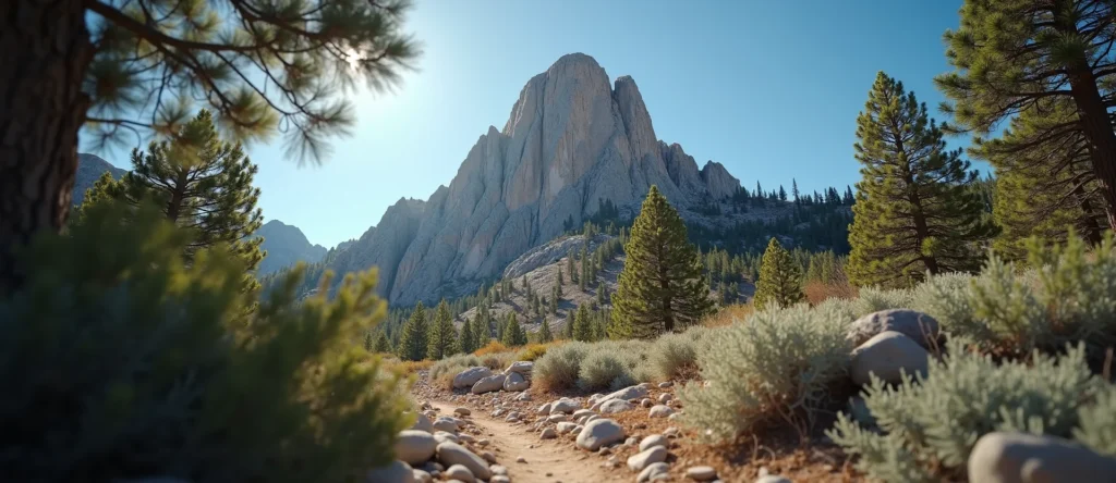 Symbolizing Stability/Peak: A local Mountain Mahogany jagged granite peak. - AI Generated