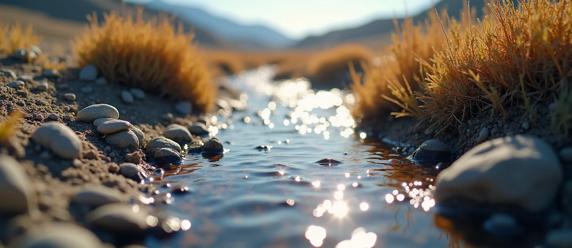 Symbolizing Flow/Cleansing: A local Rabbitbrush clear cold snowmelt stream. - AI Generated