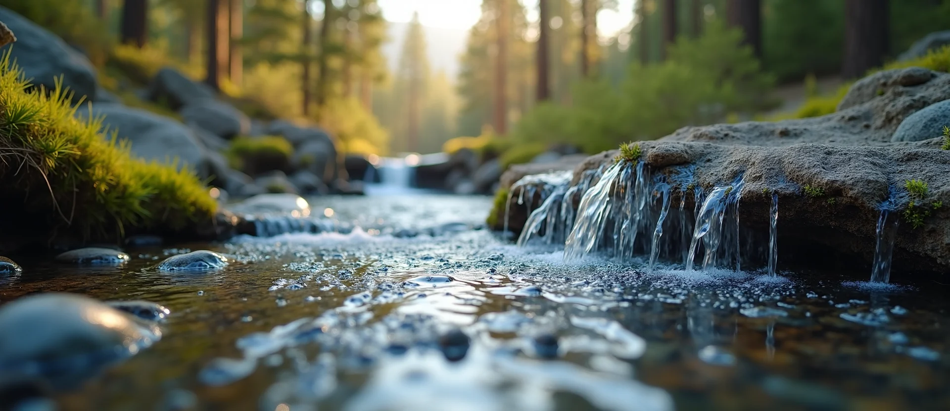 Symbolizing Flow/Cleansing: A local Ponderosa Pine hidden small waterfall. - AI Generated